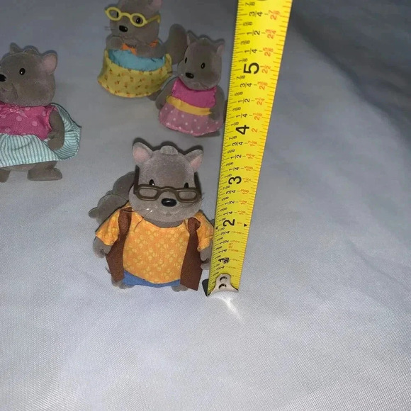 Li'l Woodzeez Fuzzy Dollhouse Squirrel Animal Family Flocked Figures Lot of 7 - Picture 7 of 9
